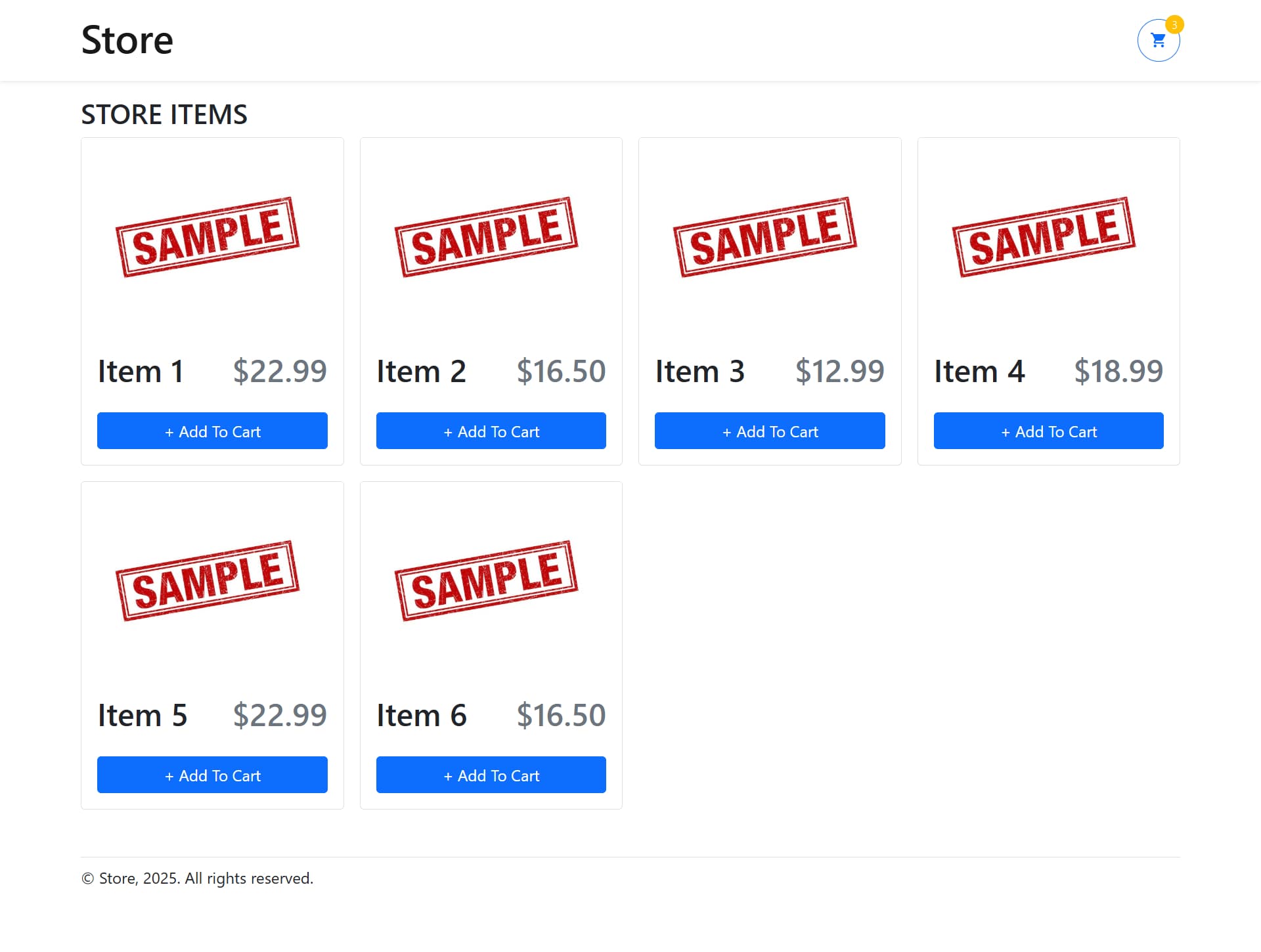 Store - Shopping Cart with React Context API